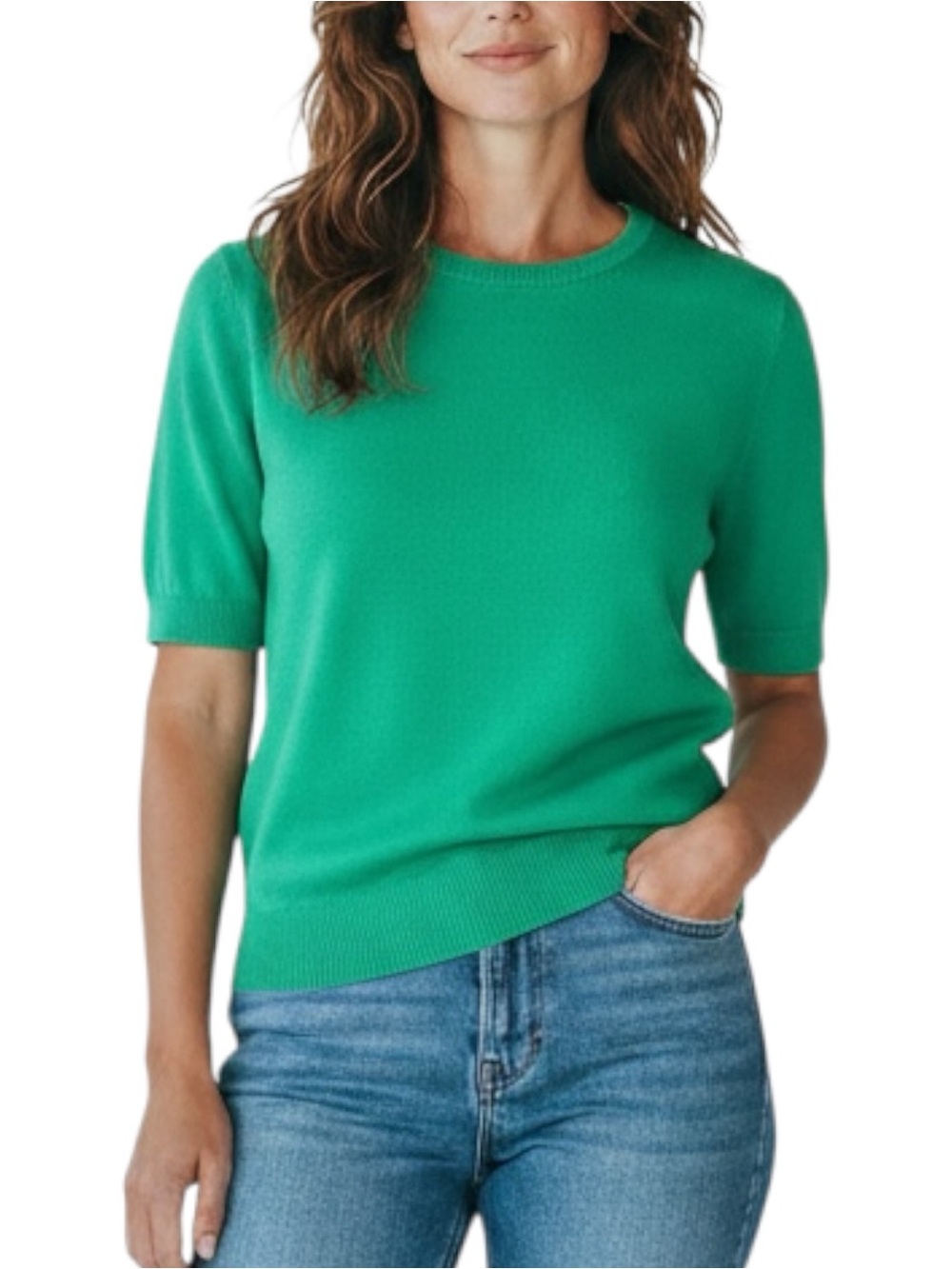 Vineyard Vines Cashmere Luxe Soft Short Sleeve Sweater Sea Green Silk Cotton S